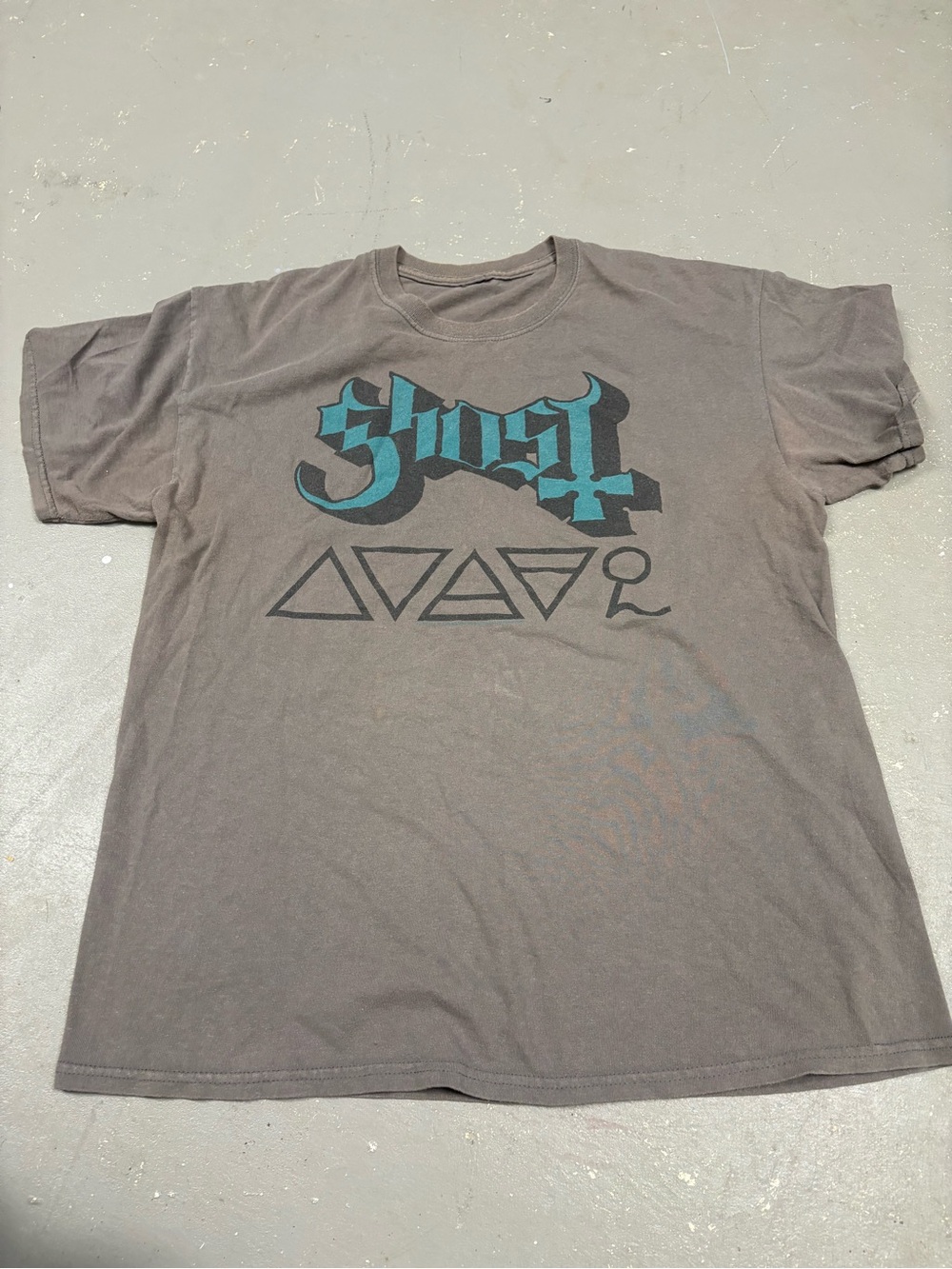 Ghost Band T-Shirt Grey Graphic Alchemical Symbols Mens Large Metal Concert Tee